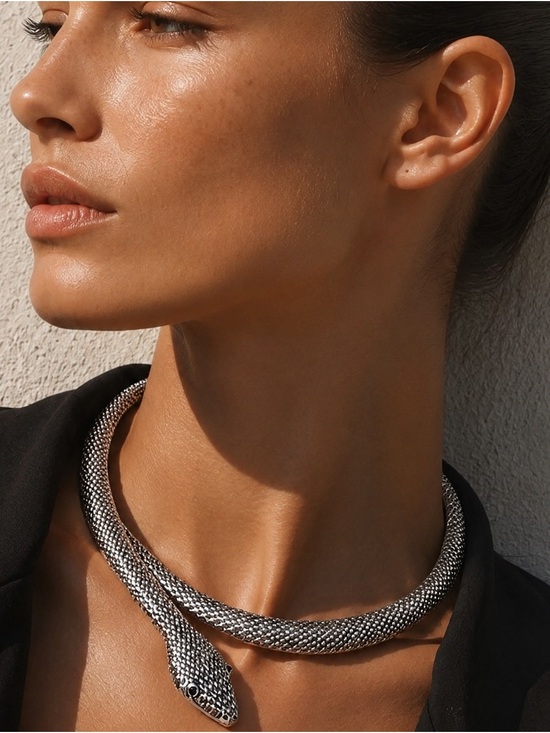 Anthropologie Jewelry - Silver Snake Chain Choker Necklace